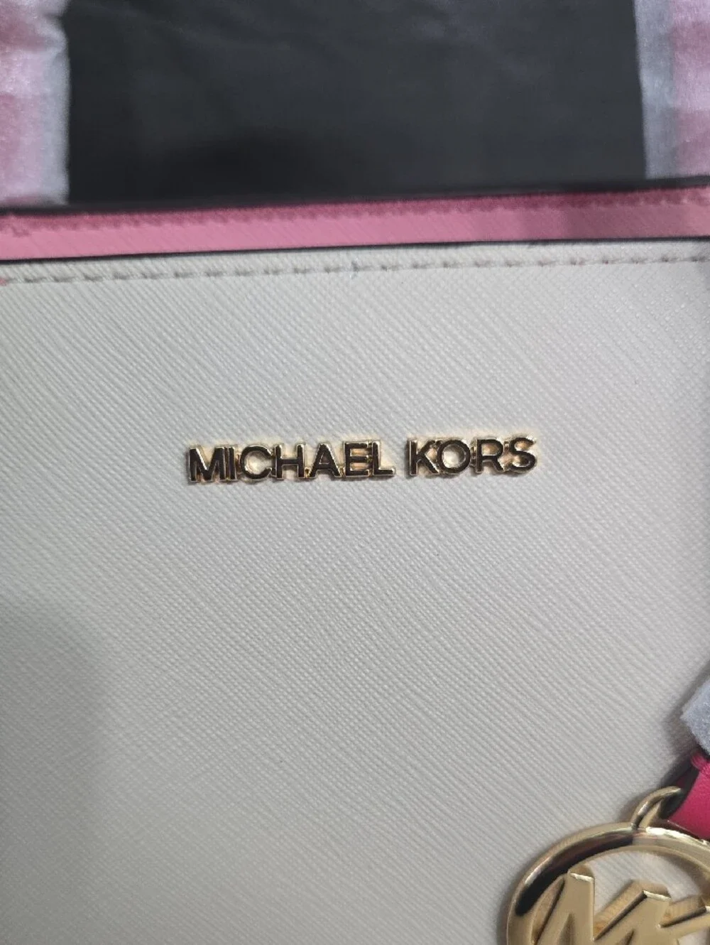 Michael Kors Pink & White Color-Block Saffiano Tote